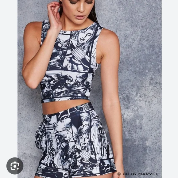 Blackmilk Marvel Black Widow Short Set Wifey Top M Rare Flawed Dollskill Comic - Picture 12 of 15